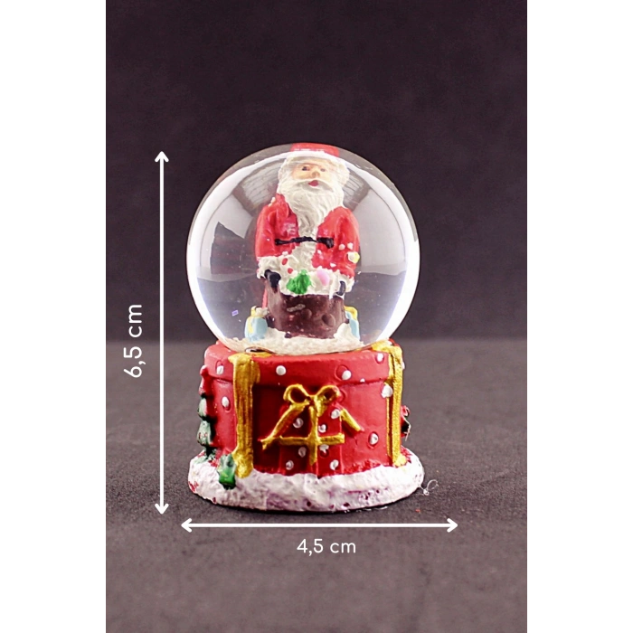 Merry Christmas Hediye Torbalı Noel Baba Temalı  Mini Boy Işıklı Kar Küresi 6,5 cm 1