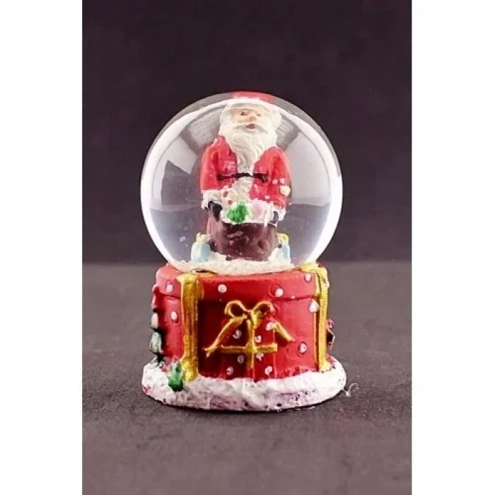 Merry Christmas Hediye Torbalı Noel Baba Temalı Mini Boy Işıklı Kar Küresi 6,5 cm 1