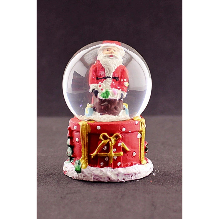 Merry Christmas Hediye Torbalı Noel Baba Temalı  Mini Boy Işıklı Kar Küresi 6,5 cm 1