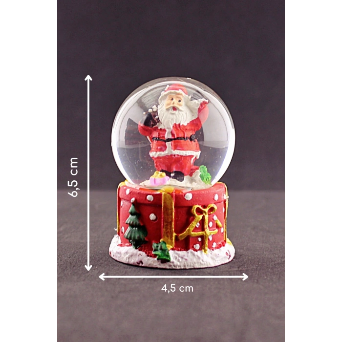 Merry Christmas Sevimli Noel Baba Temalı  Mini Boy Işıklı Kar Küresi 6,5 cm 1