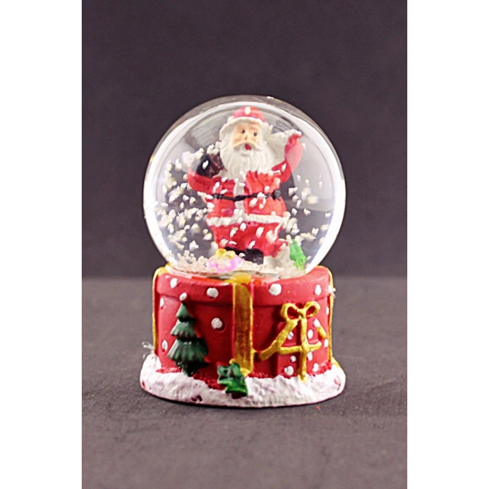 Merry Christmas Sevimli Noel Baba Temalı  Mini Boy Işıklı Kar Küresi 6,5 cm 1