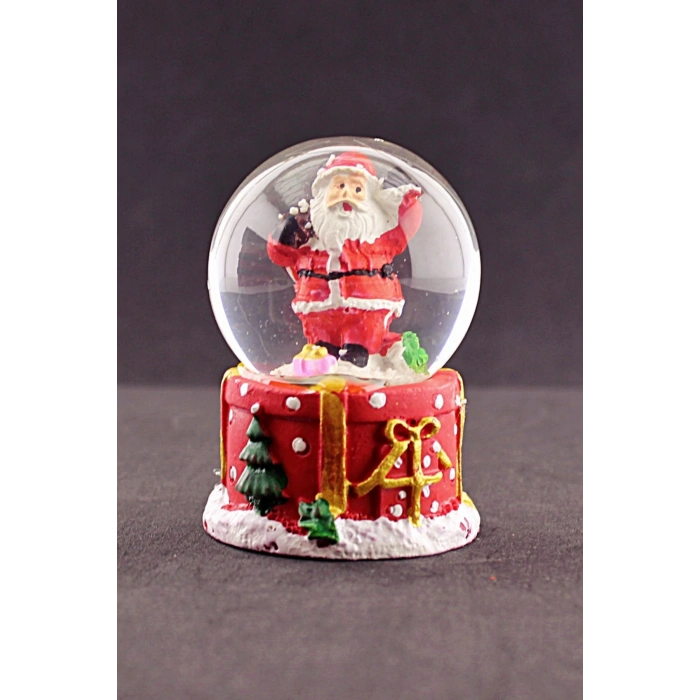 Merry Christmas Sevimli Noel Baba Temalı  Mini Boy Işıklı Kar Küresi 6,5 cm 1