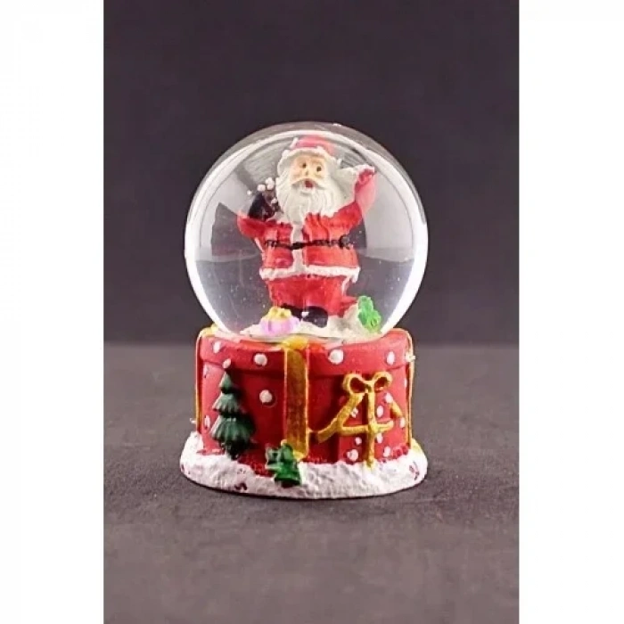 Merry Christmas Sevimli Noel Baba Temalı Mini Boy Işıklı Kar Küresi 6,5 cm 1