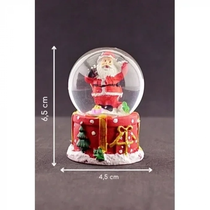 Merry Christmas Sevimli Noel Baba Temalı Mini Boy Işıklı Kar Küresi 6,5 cm 1