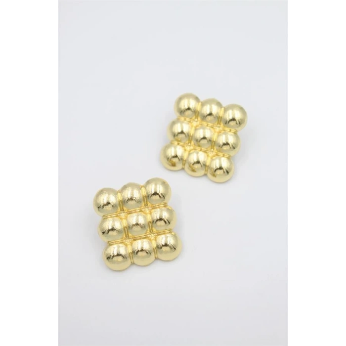 Metal Kare Küpe - Altın