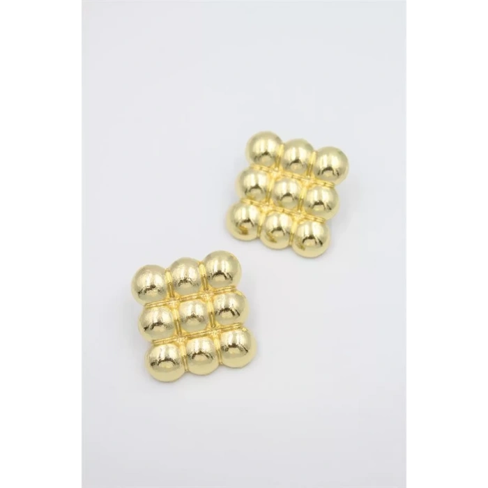 Metal Kare Küpe - Altın