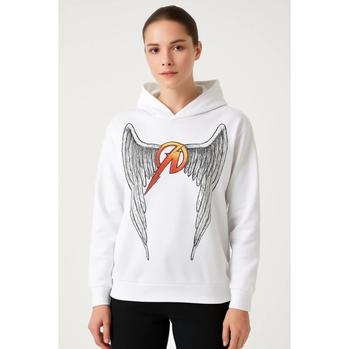 Metallica İki İplik Kapüşonlu Ön ve Arka Baskılı hoodie - Beyaz -