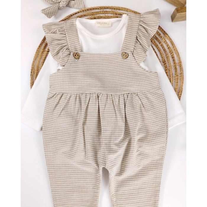 Mevsimlik Pamuklu Fırfırlı Kız Bebek 2li Takım