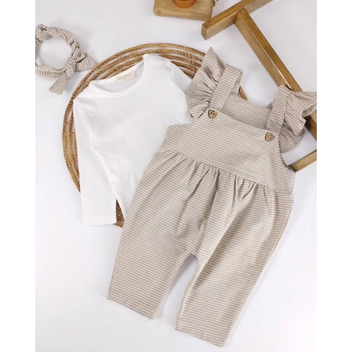 Mevsimlik Pamuklu Fırfırlı Kız Bebek 2li Takım