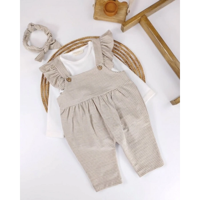 Mevsimlik Pamuklu Fırfırlı Kız Bebek 2li Takım