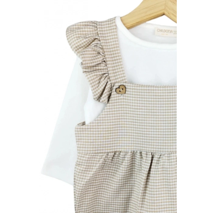 Mevsimlik Pamuklu Fırfırlı Kız Bebek 2li Takım