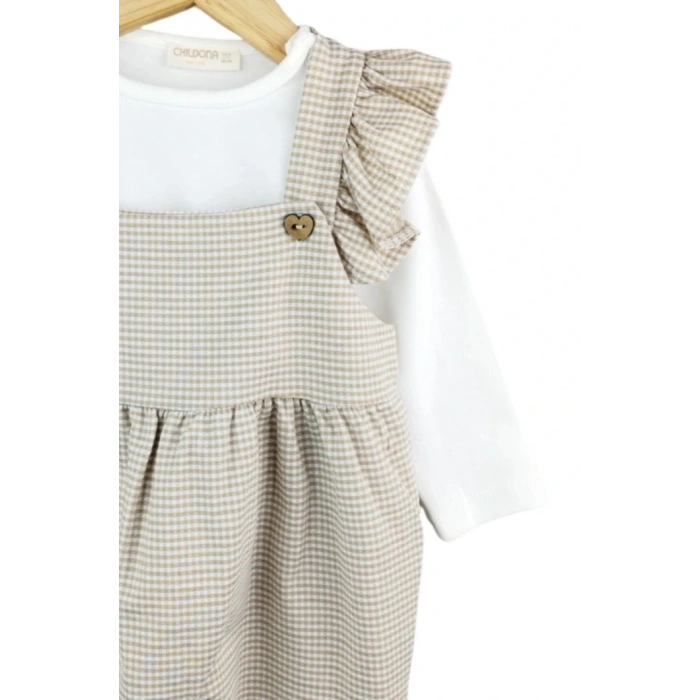 Mevsimlik Pamuklu Fırfırlı Kız Bebek 2li Takım