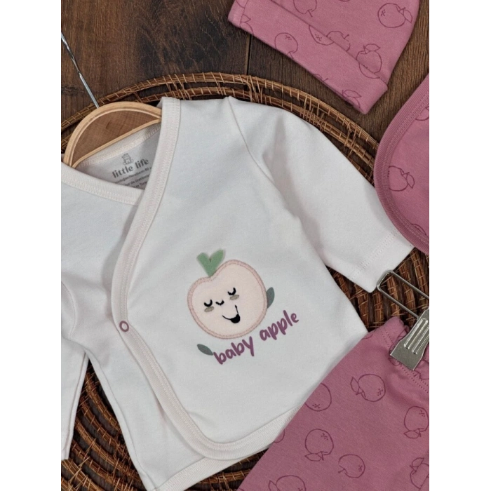 Mevsimlik Yenidoğan 5li Bisiklet Yaka Kız Bebek Hastane Çıkış Seti