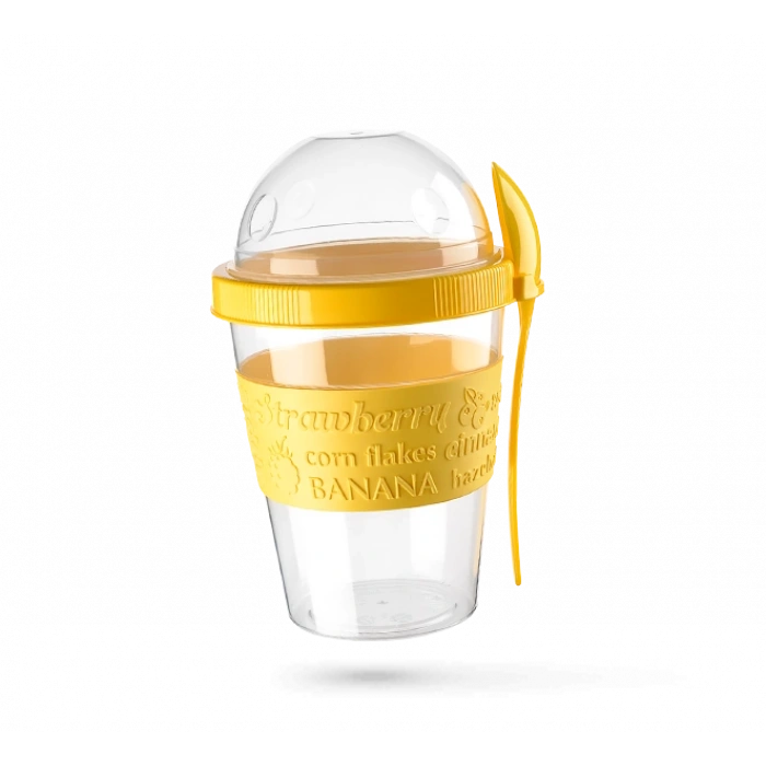 Meyve Hazneli - Kaşıklı Portatif Yoğurt Kabı