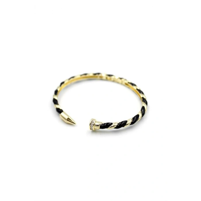 Mineli Çivi Bilezik - Siyah