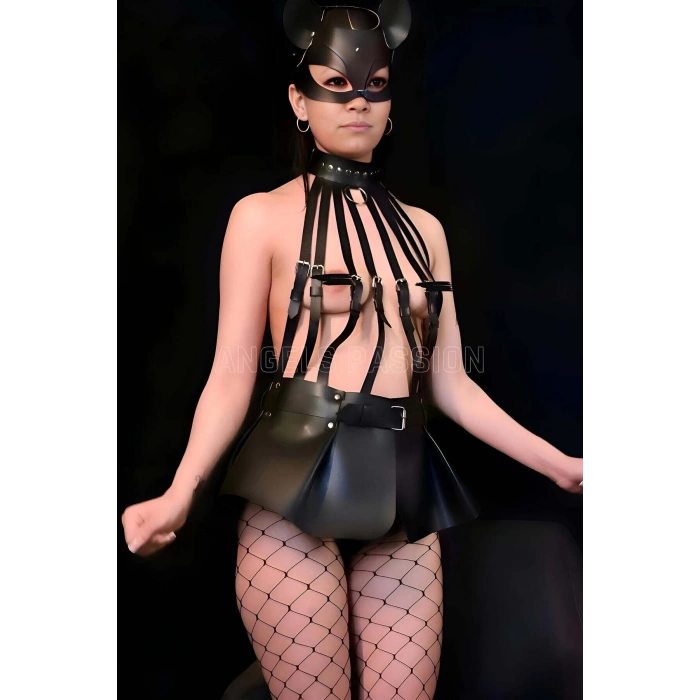 Mini Etekli Body Harness Ve Kedi Maske Takım - Brf1313