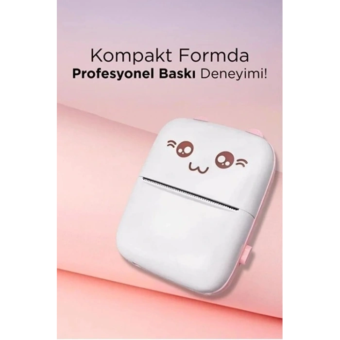 Mini Fotoğraf Yazıcı Kablosuz Etiket Yazıcı Baskı Makinesi Ios Android Uyumlu Termal Printer Pembe