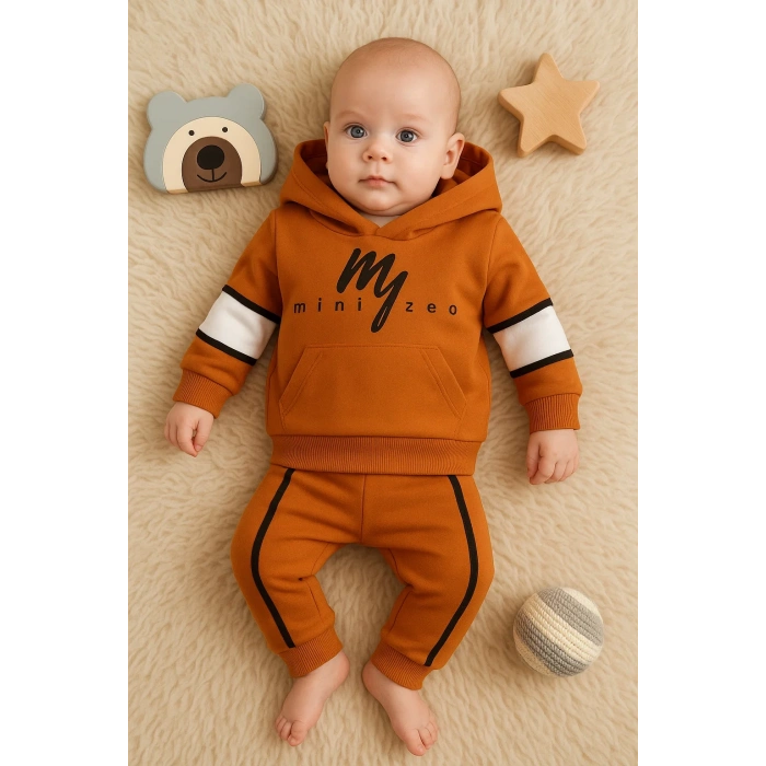 Mini Zeo Desenli Pamuklu 2li Erkek Bebek Takımı