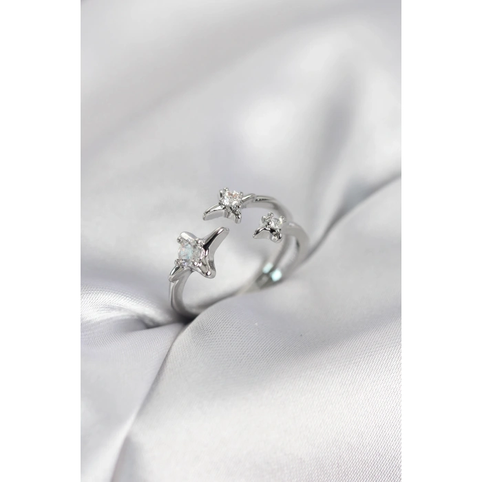 Minimal Kutup Yıldızı Model Gümüş Renk Kadın Yüzük - TJ-BYK4134