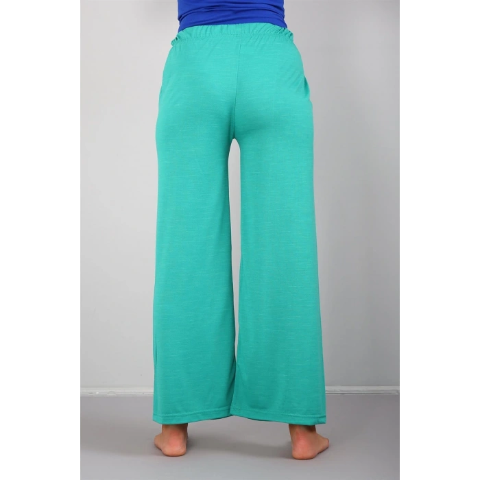 MİRAY- Bayan Penye Bol Paça Pantolon Yeşil