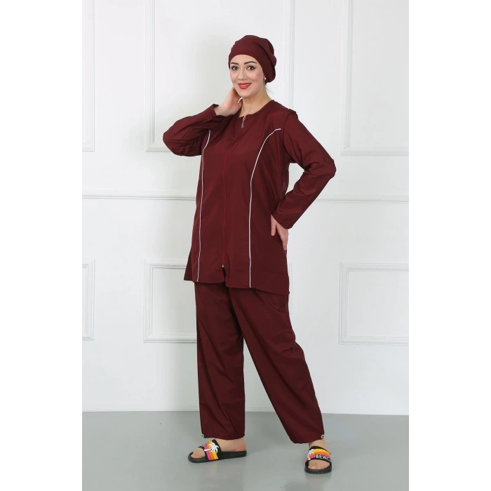 MİRAY- Büyük Beden Tesettür Büyük Mayo Bordo