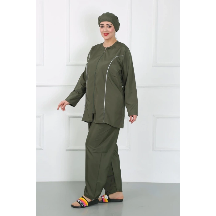 MİRAY- Büyük Beden Tesettür Büyük Mayo Haki