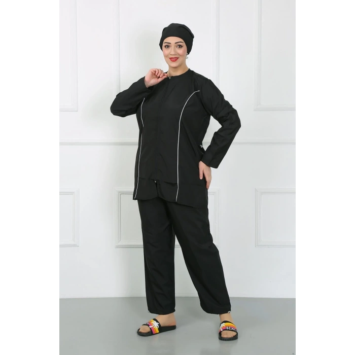 MİRAY- Büyük Beden Tesettür Büyük Mayo Siyah