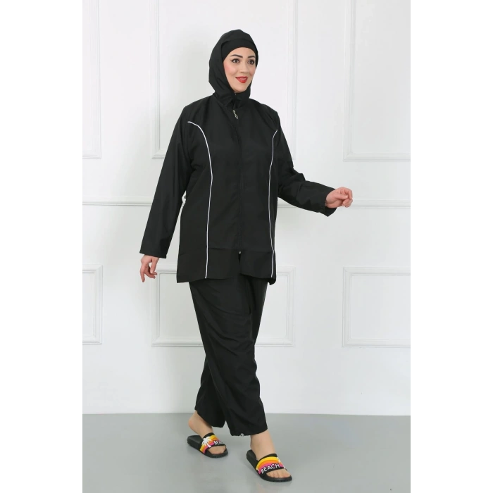 MİRAY- Büyük Beden Tesettür Büyük Mayo Siyah