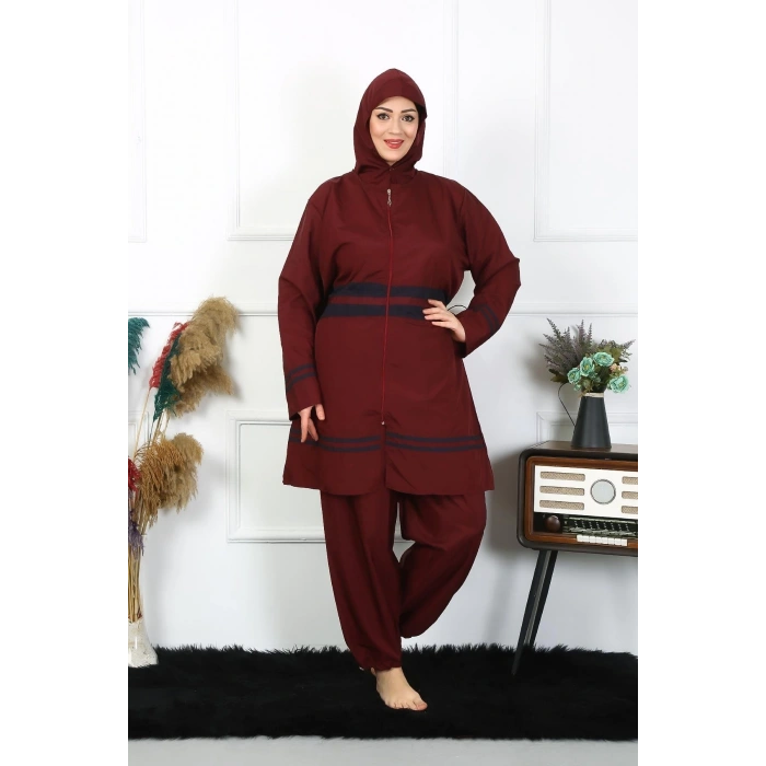 MİRAY- Büyük Beden Tesettür Mayo 7XL-8XL-9XL-10XL Bordo