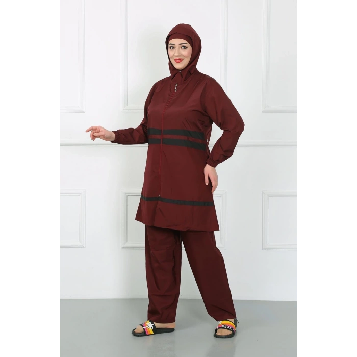 MİRAY- Büyük Beden Tesettür Mayo Bordo