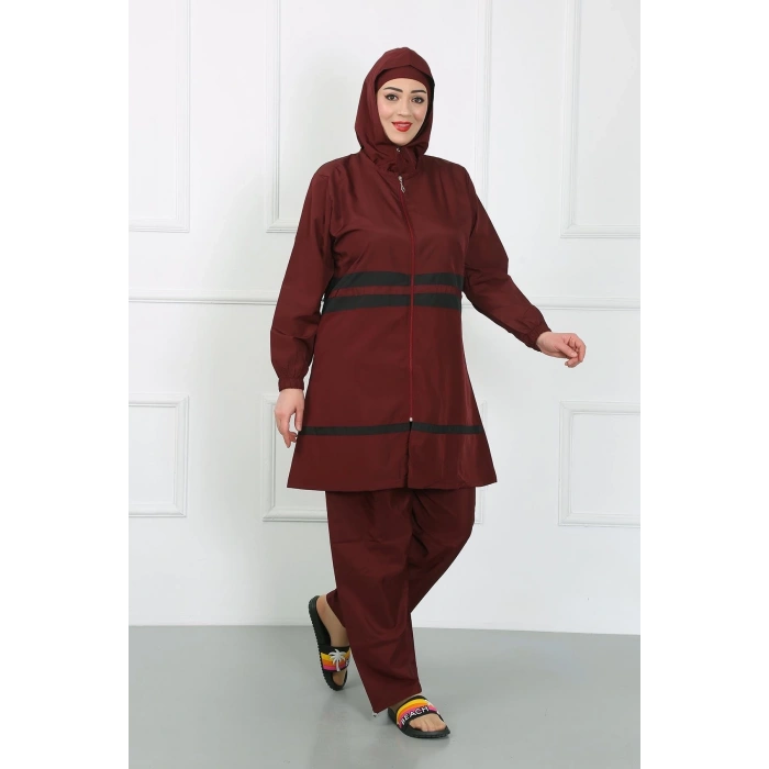 MİRAY- Büyük Beden Tesettür Mayo Bordo