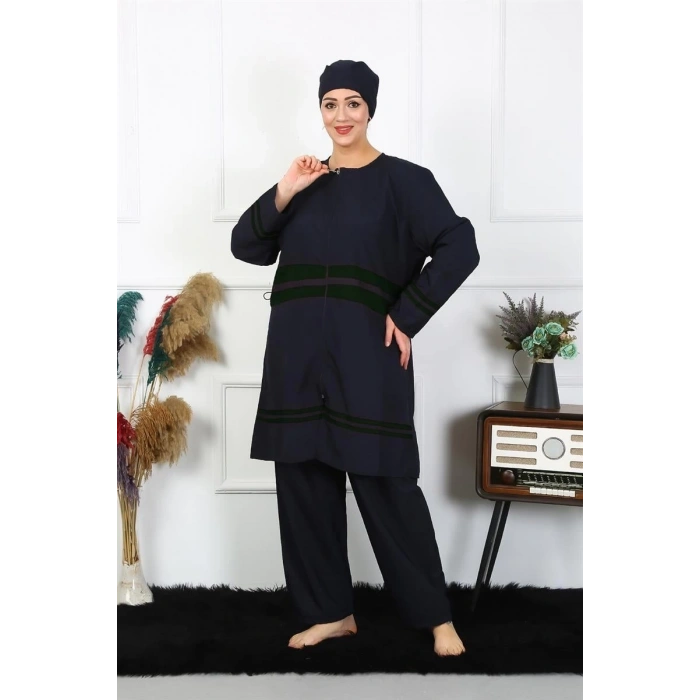 MİRAY- Büyük Beden Tesettür Mayo Lacivert