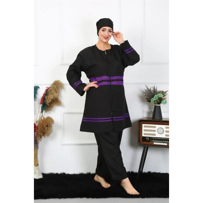 MİRAY- Büyük Beden Tesettür Mayo Siyah