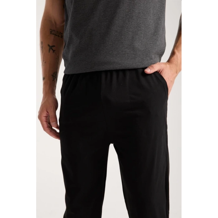 MİRAY- Erkek Antrasit Düğmeli Yaka Kısa Kol Pijama Takımı