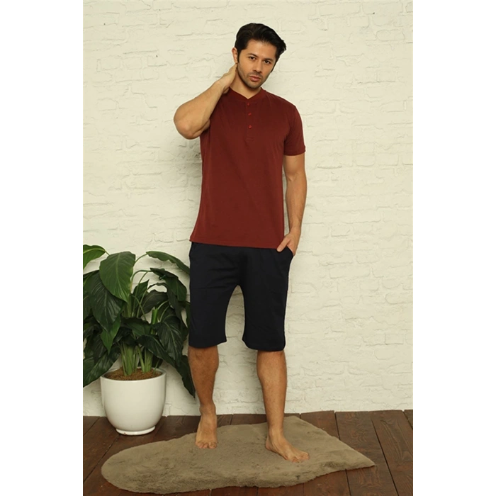 MİRAY- Erkek Bordo 3lü Pijama Takım Bordo