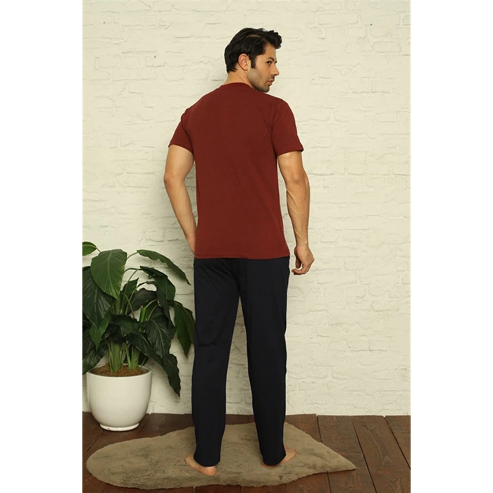 MİRAY- Erkek Bordo 3lü Pijama Takım Bordo