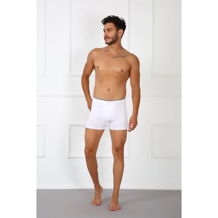 MİRAY- Erkek Büyük Beden Pamuklu Likralı Boxer Beyaz