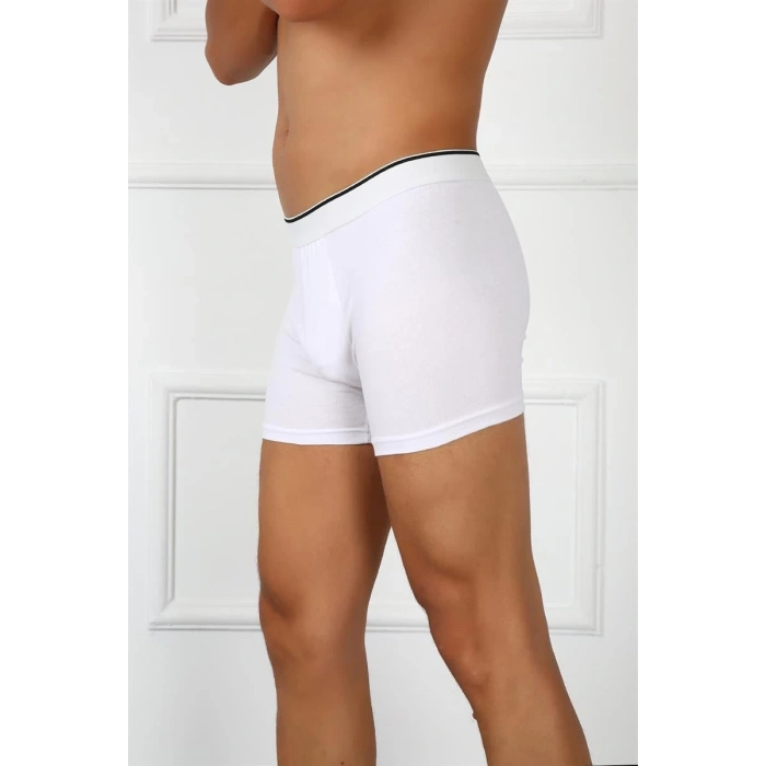 MİRAY- Erkek Büyük Beden Pamuklu Likralı Boxer Beyaz