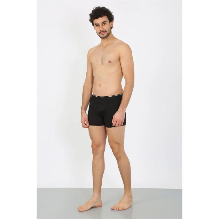 MİRAY- Erkek Büyük Beden Siyah Pamuk Likralı Rahat Kalıp Boxer