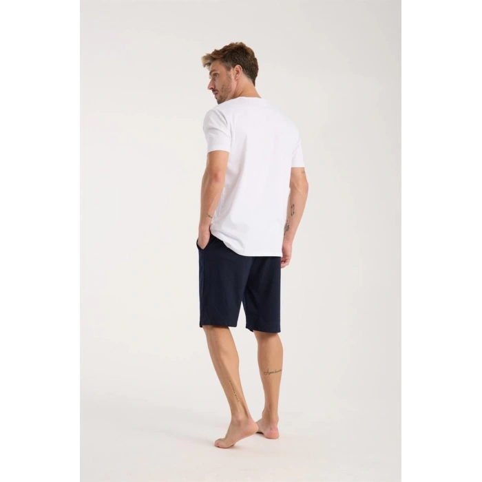 MİRAY- Erkek Cepli Lakost Pamuk Penye Şort Lacivert