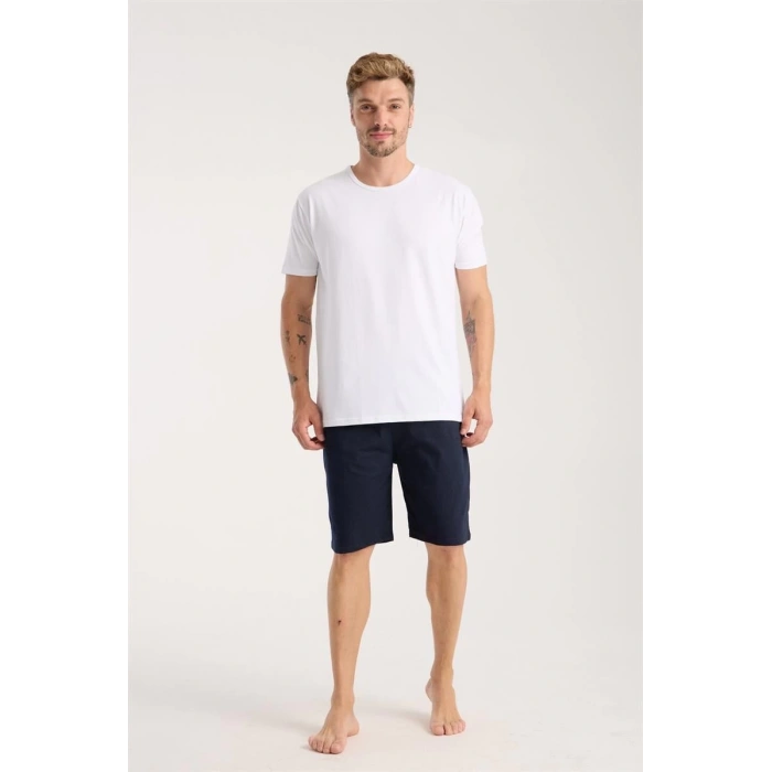 MİRAY- Erkek Cepli Lakost Pamuk Penye Şort Lacivert