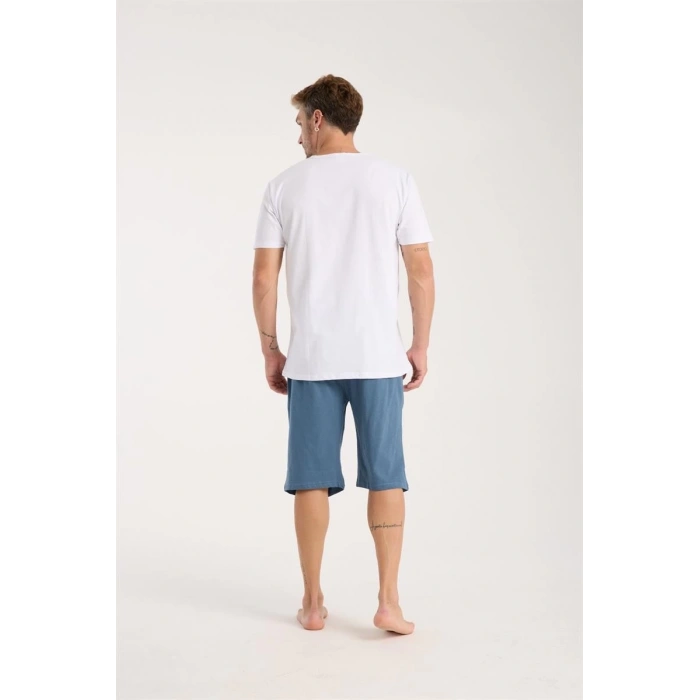 MİRAY- Erkek Cepli Pamuk Penye Şort İndigo