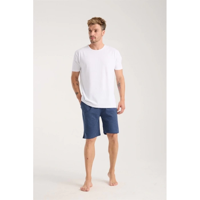 MİRAY- Erkek Cepli Pamuk Penye Şort Lacivert