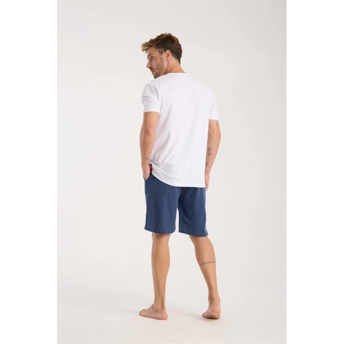 MİRAY- Erkek Cepli Pamuk Penye Şort Lacivert