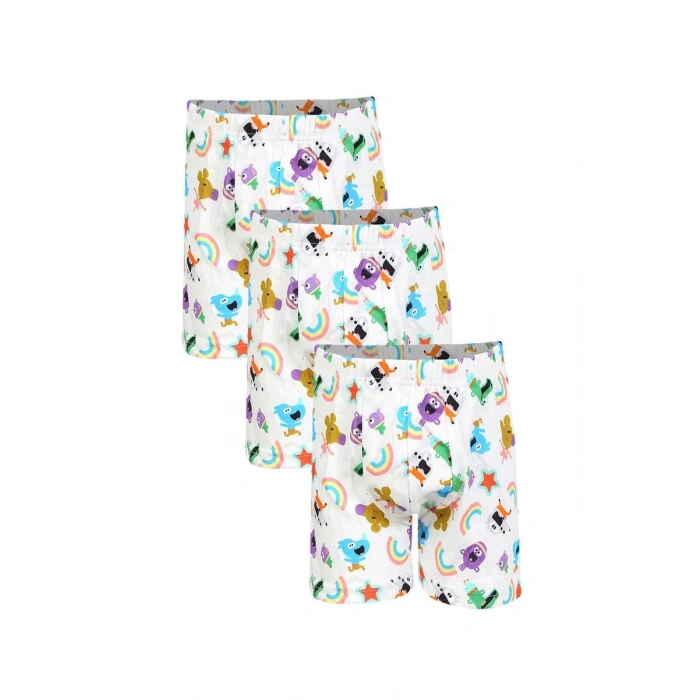 MİRAY- Erkek Çocuk 3lü Beyaz Boxer