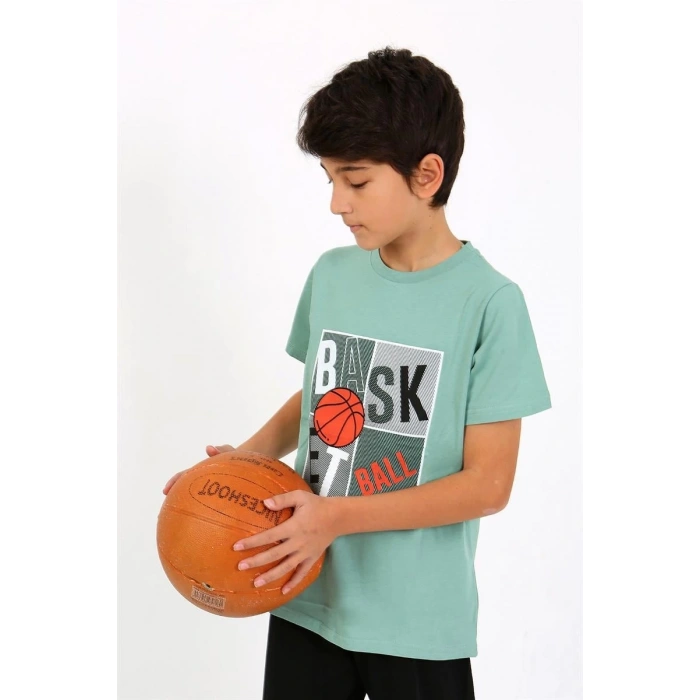 MİRAY- Erkek Çocuk Kısa Kol Penye Pijama Takım SuYeşili