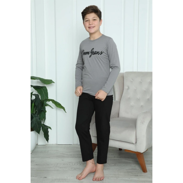 MİRAY- Erkek Çocuk Penye Pijama Takım Füme