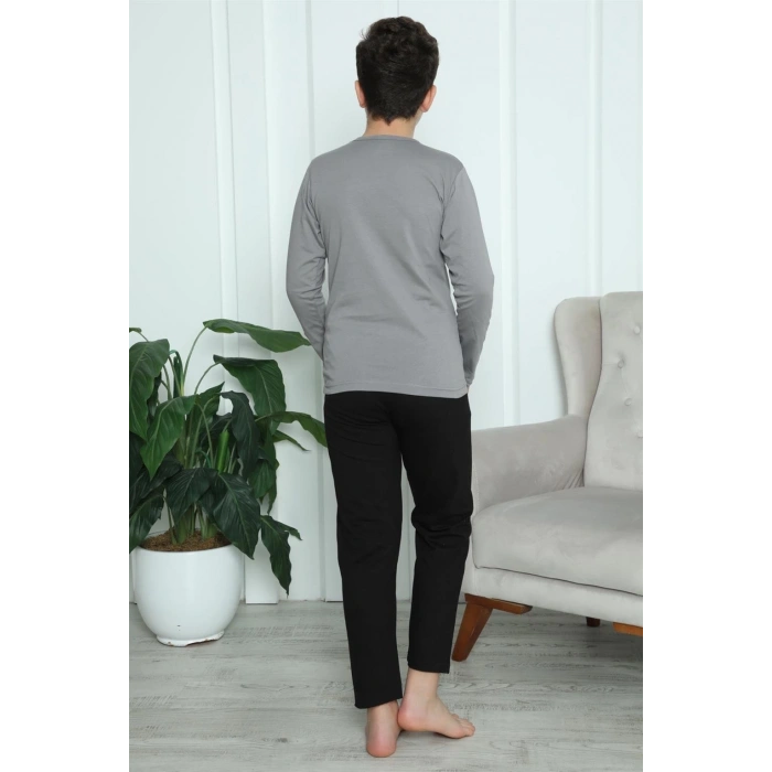 MİRAY- Erkek Çocuk Penye Pijama Takım Füme