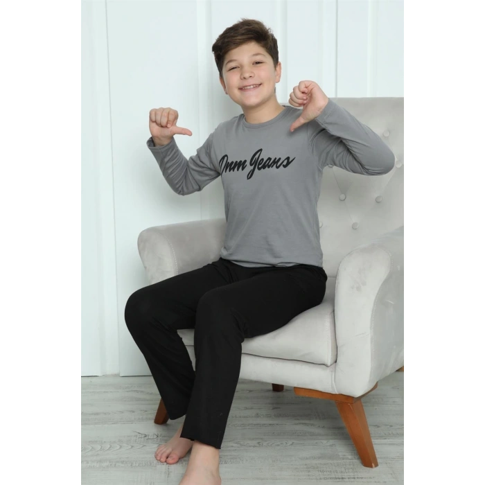 MİRAY- Erkek Çocuk Penye Pijama Takım Füme