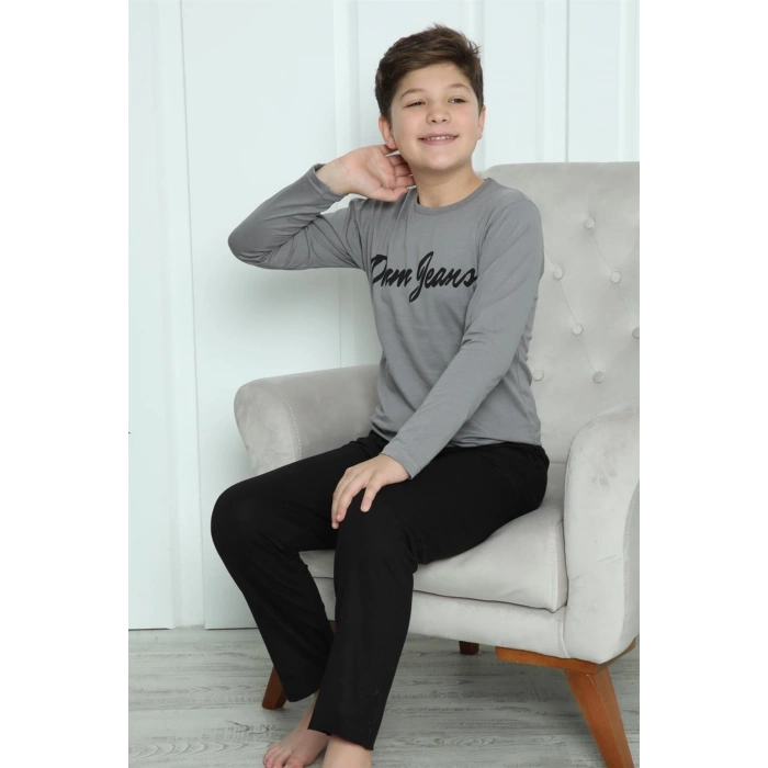 MİRAY- Erkek Çocuk Penye Pijama Takım Füme